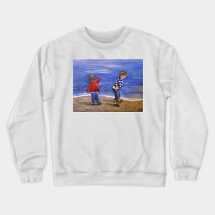 Playing on the beach Crewneck Sweatshirt